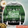 Cardhu Whiskey Big Logo With Snowflakes And Chevron Knitting Pattern White And Orange Christmas Ugly Sweater