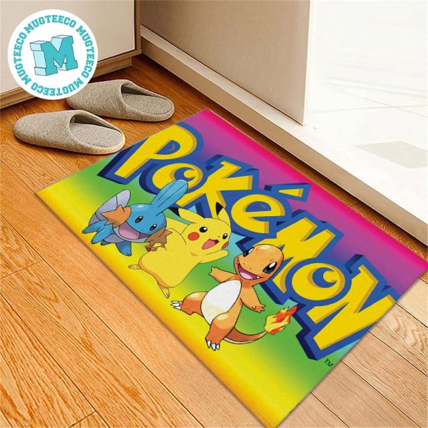 Charmander Pikachu And Mudkipz With Big Logo Pokemon Cute For House Decor Doormat Charmander Pikachu And Mudkipz With Big Logo Pokemon Cute For House Decor Doormat