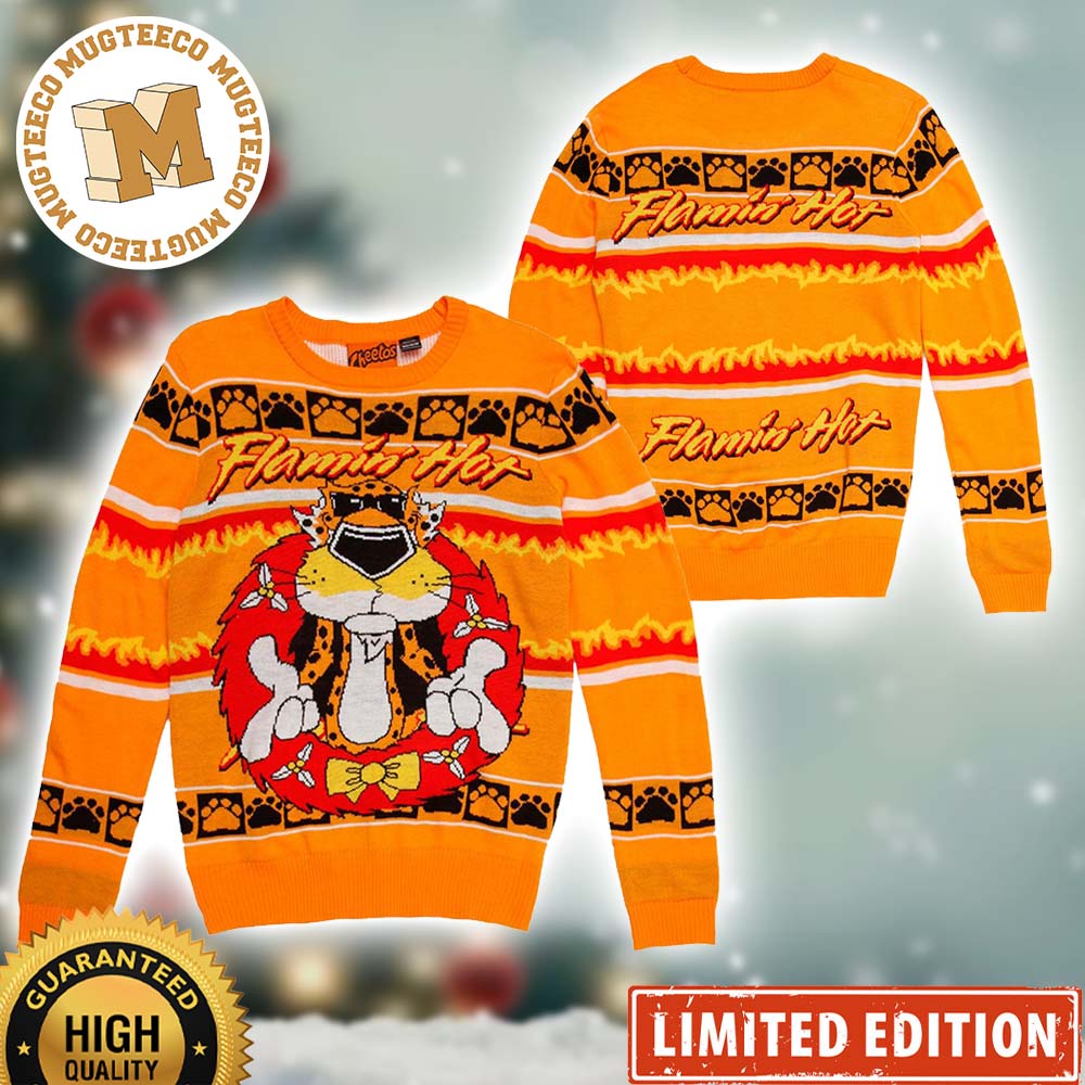 Cheetos Flamin Hot Chester Cheetah Holiday Ugly Christmas Sweater Cheetos Flamin Hot Chester Cheetah Holiday Ugly Christmas Sweater