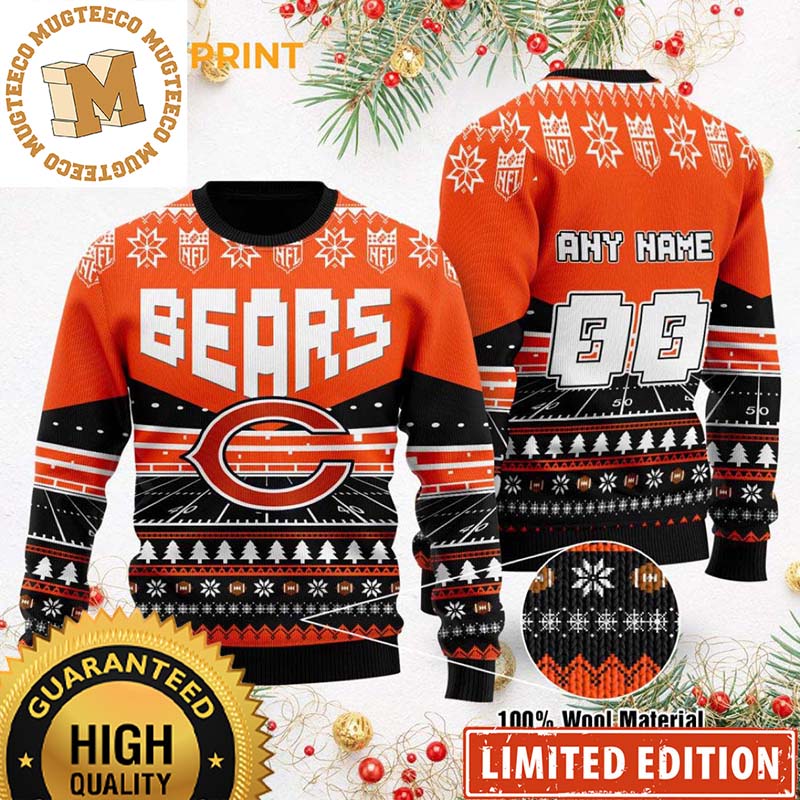 Chicago Bears Custom NFL Football Field Ugly Christmas Sweater Chicago Bears Custom NFL Football Field Ugly Christmas Sweater