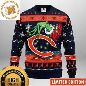 Chicago Bears Grinch Stole The Logo NFL Ugly Christmas Sweater 2023 Holiday Gifts