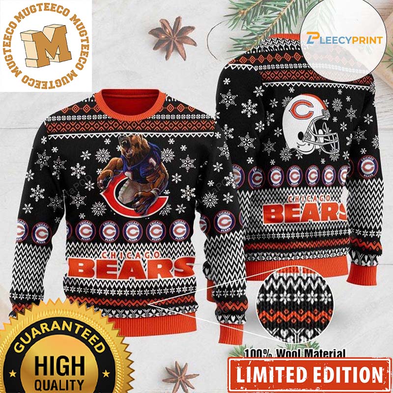 Chicago Bears Mascot Football NFL Helmet Ugly Christmas Sweater Chicago Bears Mascot Football NFL Helmet Ugly Christmas Sweater