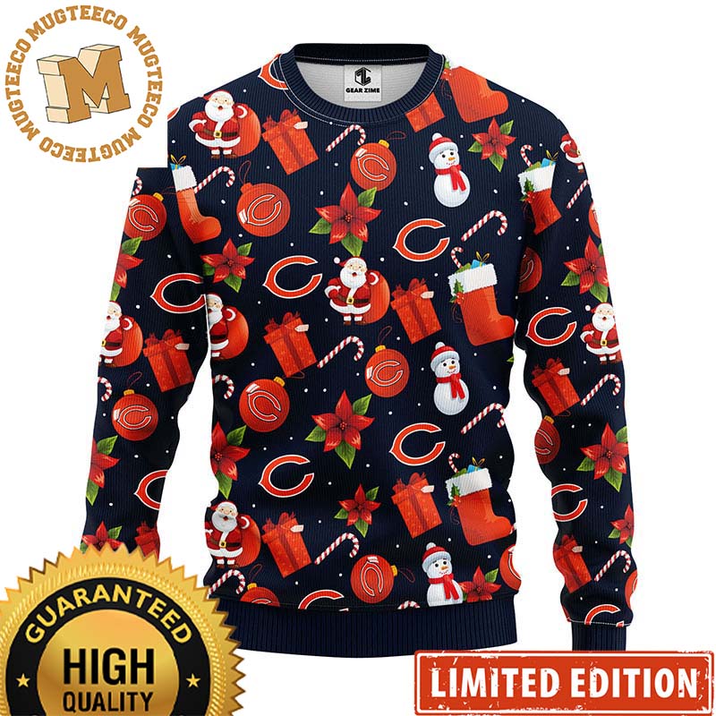 Chicago Bears Santa Claus Snowman Logo Pattern 2023 Holiday Gifts Christmas Ugly Sweater Chicago Bears Santa Claus Snowman Logo Pattern 2023 Holiday Gifts Christmas Ugly Sweater