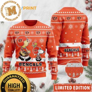 Cincinnati Bengals Funny Charlie Brown Peanuts Snoopy Walking Player Ugly Christmas Sweater