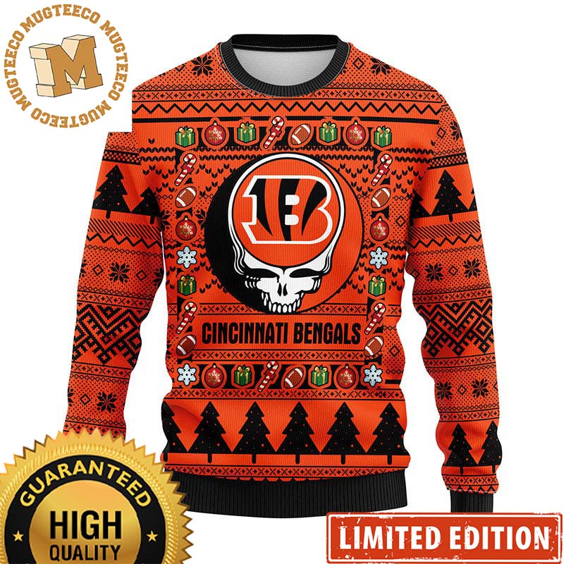 Cincinnati Bengals Grateful Dead Rock Band 2023 Holiday Personalized Ugly Christmas Sweater Cincinnati Bengals Grateful Dead Rock Band 2023 Holiday Personalized Ugly Christmas Sweater
