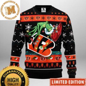 Cincinnati Bengals Grinch Stole The Logo Christmas Light NFL Ugly Christmas Sweater