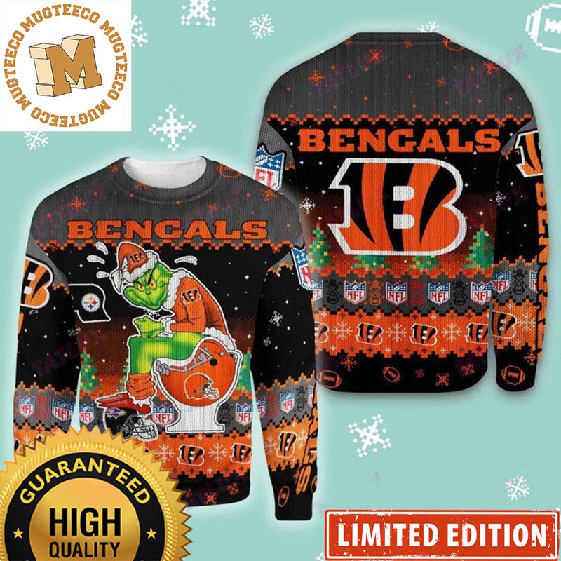 Cincinnati Bengals Grinch Toilet Funny Personalized 2023 Holiday Gifts Ugly Christmas Sweater Cincinnati Bengals Grinch Toilet Funny Personalized 2023 Holiday Gifts Ugly Christmas Sweater