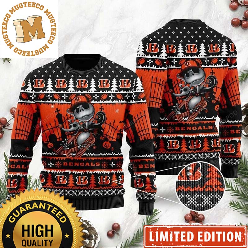 Cincinnati Bengals Jack Skellington Nightmare Before Christmas 2023 Personalized Christmas Ugly Sweater Cincinnati Bengals Jack Skellington Nightmare Before Christmas 2023 Personalized Christmas Ugly Sweater