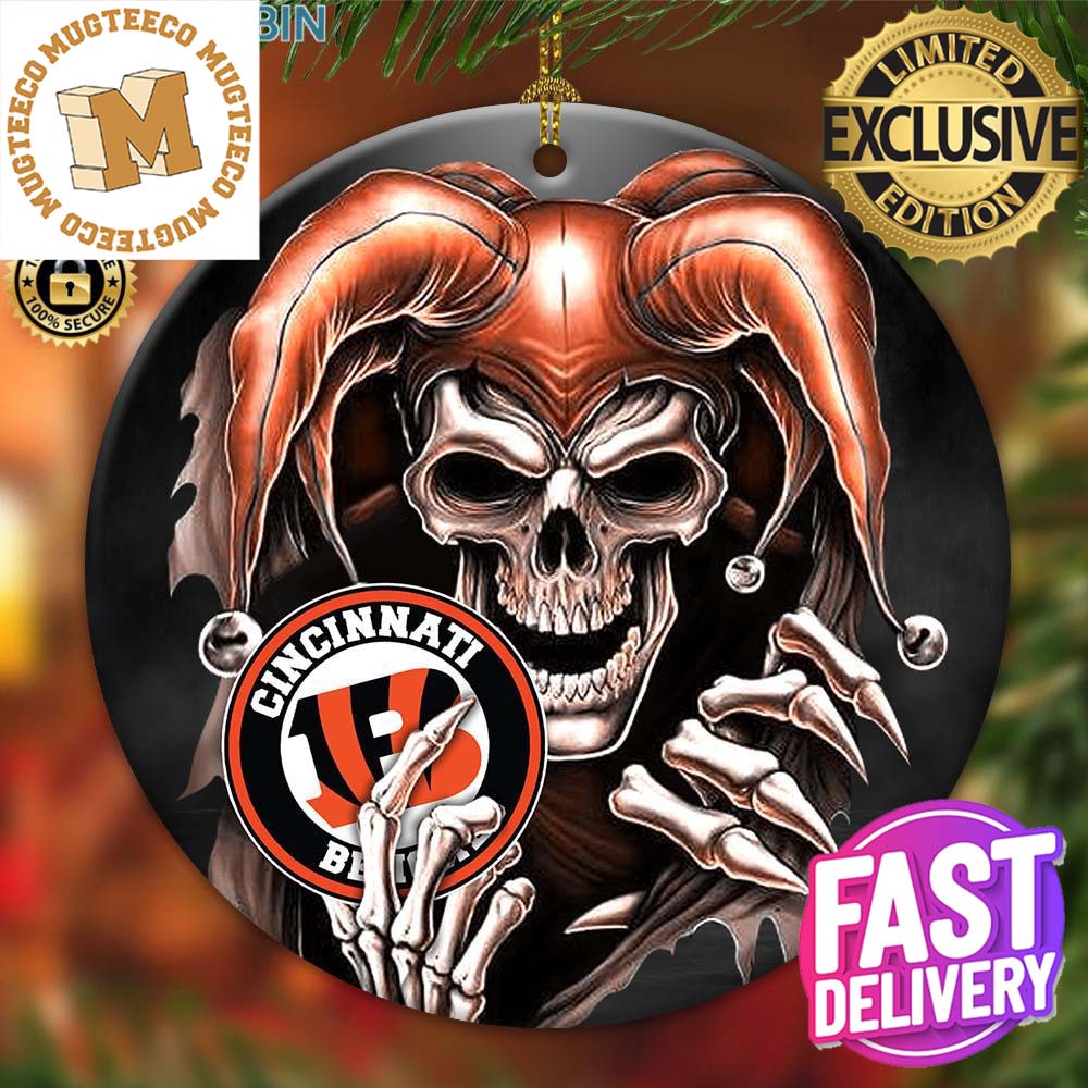 Cincinnati Bengals NFL Skull Joker Christmas Tree Decorations Ornament Cincinnati Bengals NFL Skull Joker Christmas Tree Decorations Ornament