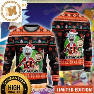 Cincinnati Footballs Rick And Morty NFL Funny 2023 Holiday Gifts Ugly Christmas Sweater