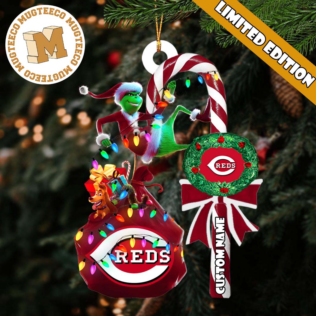 Cincinnati Reds MLB Grinch Candy Cane Personalized Xmas Gifts Christmas Tree Decorations Ornament Cincinnati Reds MLB Grinch Candy Cane Personalized Xmas Gifts Christmas Tree Decorations Ornament