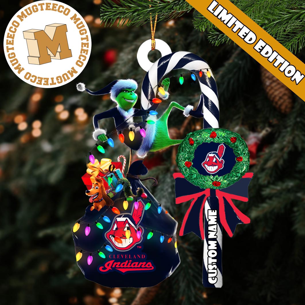 Cleveland Indians MLB Grinch Candy Cane Personalized Xmas Gifts Christmas Tree Decorations Ornament Cleveland Indians MLB Grinch Candy Cane Personalized Xmas Gifts Christmas Tree Decorations Ornament