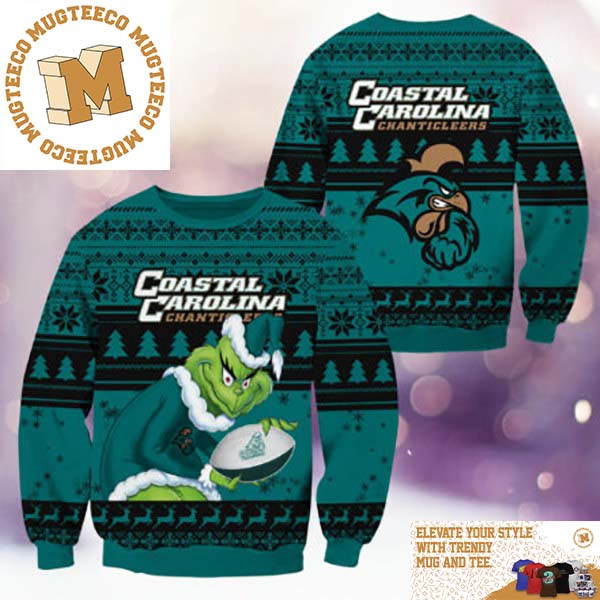 Coastal Carolina Chanticleers NCAA Grinch Funny Xmas 2023 Gift For Holiday Ugly Christmas Sweater Coastal Carolina Chanticleers NCAA Grinch Funny Xmas 2023 Gift For Holiday Ugly Christmas Sweater