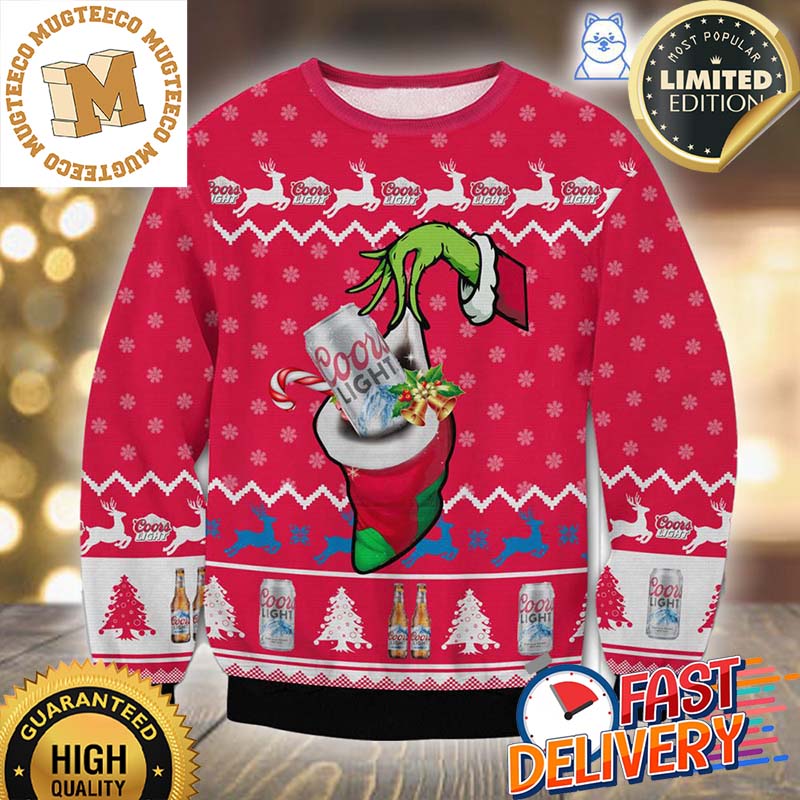 Coors Light Beer Grinch Hand Ugly Christmas Sweater Coors Light Beer Grinch Hand Ugly Christmas Sweater