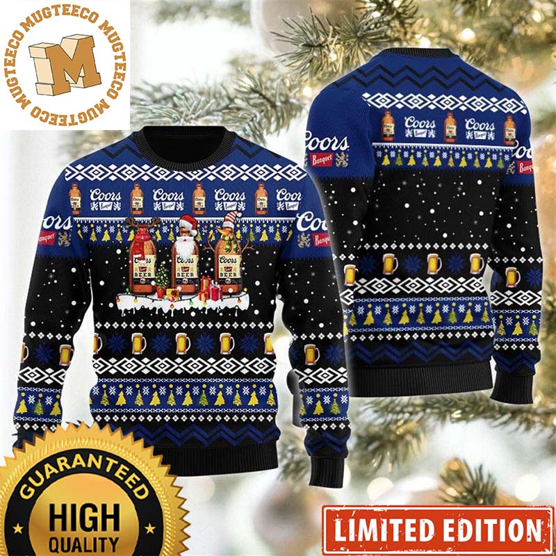 Coors Light Coors Banquet Bottles Santa Reindeer Snowflake Christmas Night Holiday Ugly Sweater Coors Light Coors Banquet Bottles Santa Reindeer Snowflake Christmas Night Holiday Ugly Sweater