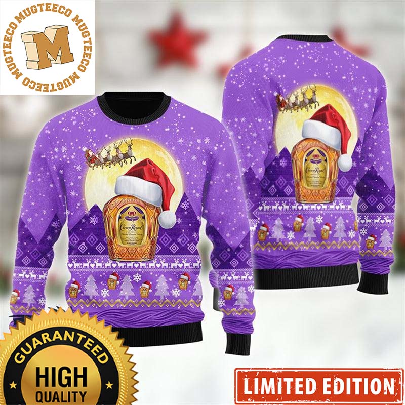 Crown Royal Santa Claus Sleigh Knitting Purple Christmas Ugly Sweater Crown Royal Santa Claus Sleigh Knitting Purple Christmas Ugly Sweater