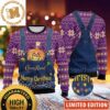 Crown Royal Santa Hat And Christmas Light Reindeer Snowy Night Knitting Holiday Ugly Sweater