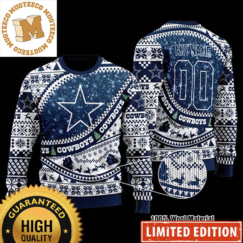 Custom Name Dallas Cowboys 2023 Holiday Gifts Ugly Christmas Sweater Zipper Effect Custom Name Dallas Cowboys 2023 Holiday Gifts Ugly Christmas Sweater Zipper Effect