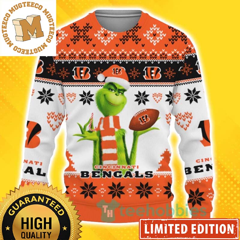 Cute Grinch American Football Cincinnati Bengals Ugly Christmas Sweater For Fans Cute Grinch American Football Cincinnati Bengals Ugly Christmas Sweater For Fans