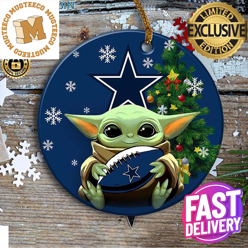 Dallas Cowboy Baby Yoda NFL Personalized Christmas Decorations Ceramic Ornament Dallas Cowboy Baby Yoda NFL Personalized Christmas Decorations Ceramic Ornament