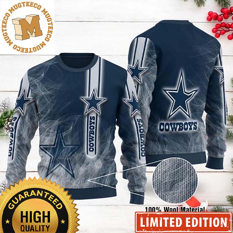 Dallas Cowboys Smoke 2023 Holiday Gifts Personalized Custom Name Ugly Christmas Sweater Dallas Cowboys Smoke 2023 Holiday Gifts Personalized Custom Name Ugly Christmas Sweater