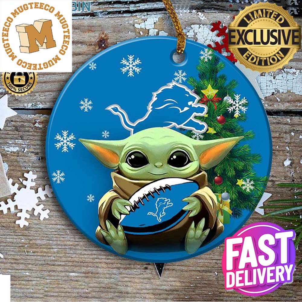 Detroit Lions Baby Yoda NFL Personalized Xmas Gifts Christmas Holiday Ceramic Ornament Detroit Lions Baby Yoda NFL Personalized Xmas Gifts Christmas Holiday Ceramic Ornament
