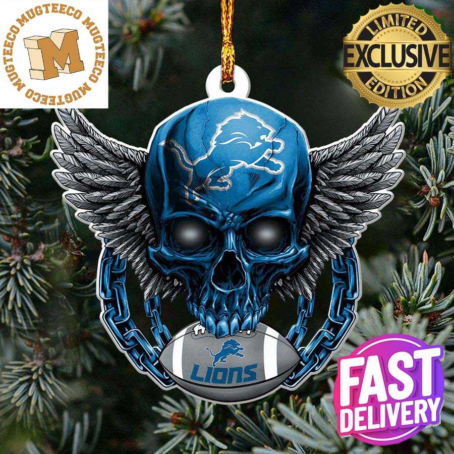 Detroit Lions NFL Football Skull Xmas Gifts Christmas Tree Decorations Ornament Detroit Lions NFL Football Skull Xmas Gifts Christmas Tree Decorations Ornament
