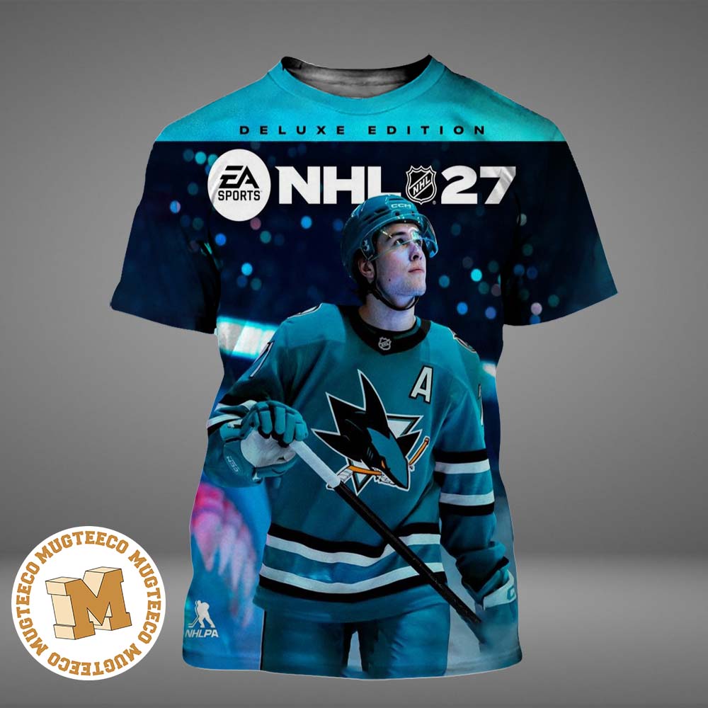 EA Sports NHL 27 San Jose Sharks Macklin Celebrini Cover Athlete Deluxe Edition All Over Print Shirt EA Sports NHL 27 San Jose Sharks Macklin Celebrini Cover Athlete Deluxe Edition All Over Print Shirt