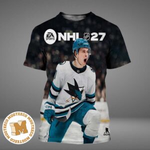 EA Sports NHL 27 San Jose Sharks Macklin Celebrini  Cover Athlete Standard Edition All Over Print Shirt
