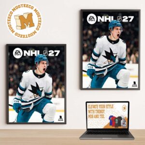 EA Sports NHL 27 San Jose Sharks Macklin Celebrini  Cover Athlete Standard Edition Home Decor Poster Canvas