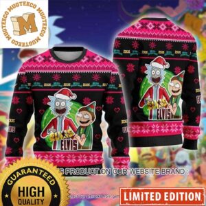 Elvis Presley With Rick And Morty 2023 Ugly Christmas Sweater