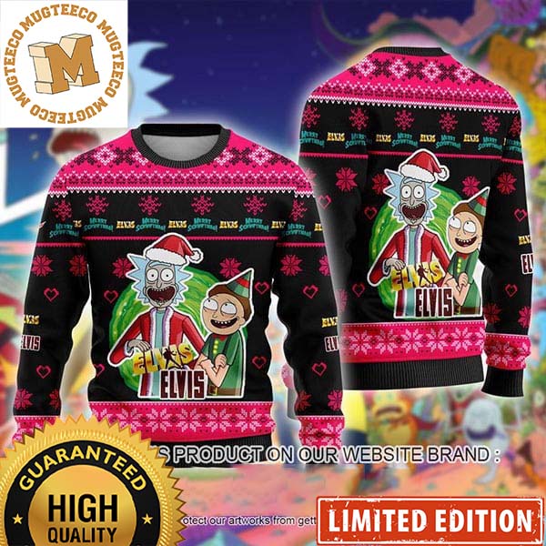 Elvis Presley With Rick And Morty 2023 Ugly Christmas Sweater Elvis Presley With Rick And Morty 2023 Ugly Christmas Sweater