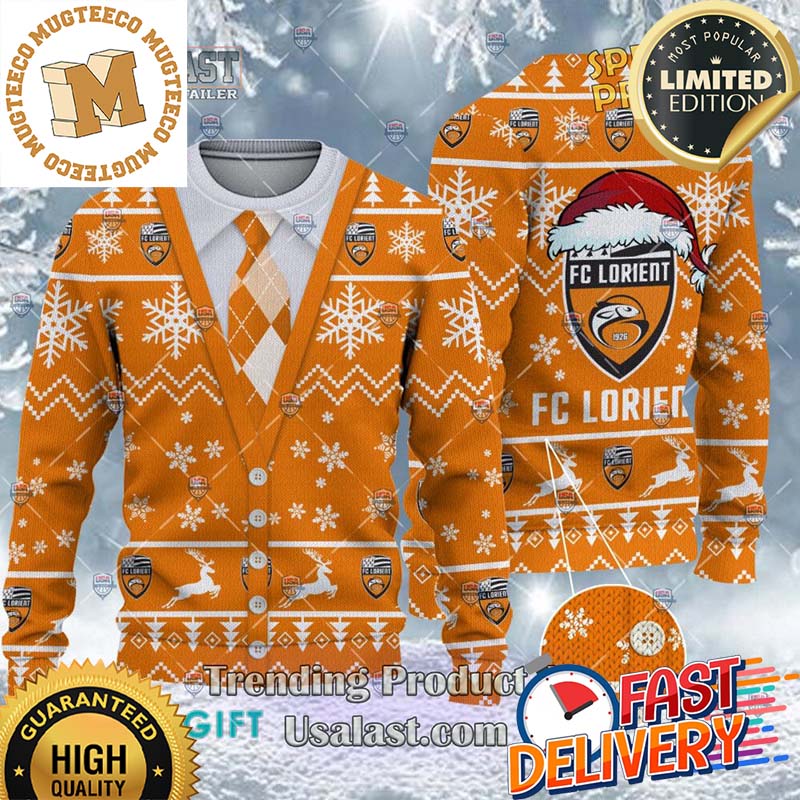 FC Lorient Ligue 1 Cardigan Ugly Christmas Sweater For Holiday 2023 Xmas Gifts FC Lorient Ligue 1 Cardigan Ugly Christmas Sweater For Holiday 2023 Xmas Gifts