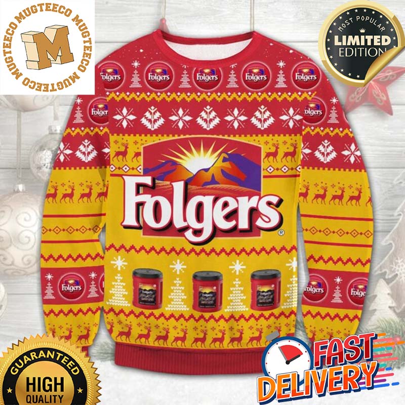 Folgers Coffee Ugly Christmas Sweater For Holiday 2023 Xmas Gifts Folgers Coffee Ugly Christmas Sweater For Holiday 2023 Xmas Gifts