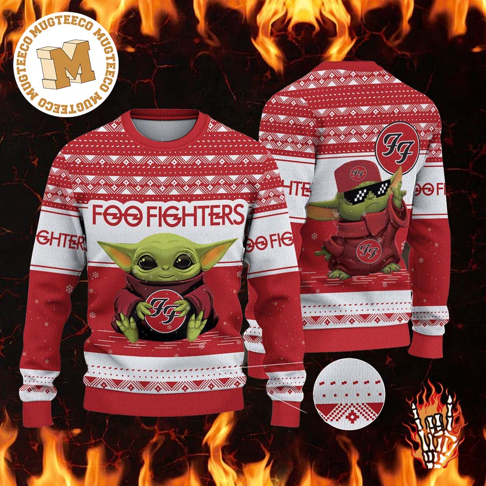 Foo Fighters Baby Yoda Badass Ugly Christmas Sweater Foo Fighters Baby Yoda Badass Ugly Christmas Sweater