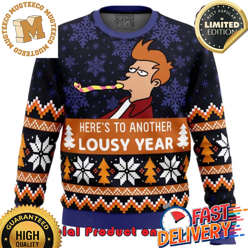 Futurama Simpson Here's To Another Lousy Year Ugly Christmas Sweater For Holiday 2023 Xmas Gifts Futurama Simpson Here's To Another Lousy Year Ugly Christmas Sweater For Holiday 2023 Xmas Gifts