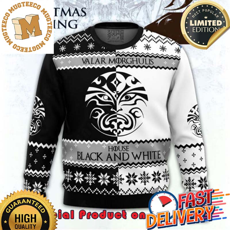 GOT Game of Thrones House Black And White Ugly Christmas Sweater For Holiday 2023 Xmas Gifts GOT Game of Thrones House Black And White Ugly Christmas Sweater For Holiday 2023 Xmas Gifts