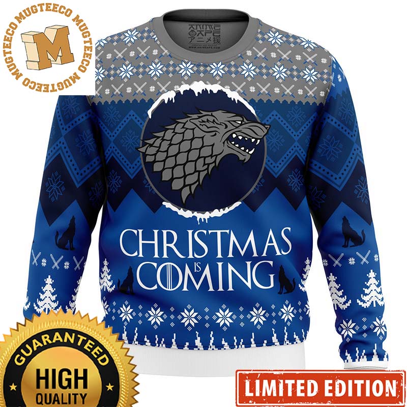 Game of Thrones Christmas is Coming Quote Knitting Blue Ugly Christmas Sweater 2023 Game of Thrones Christmas is Coming Quote Knitting Blue Ugly Christmas Sweater 2023