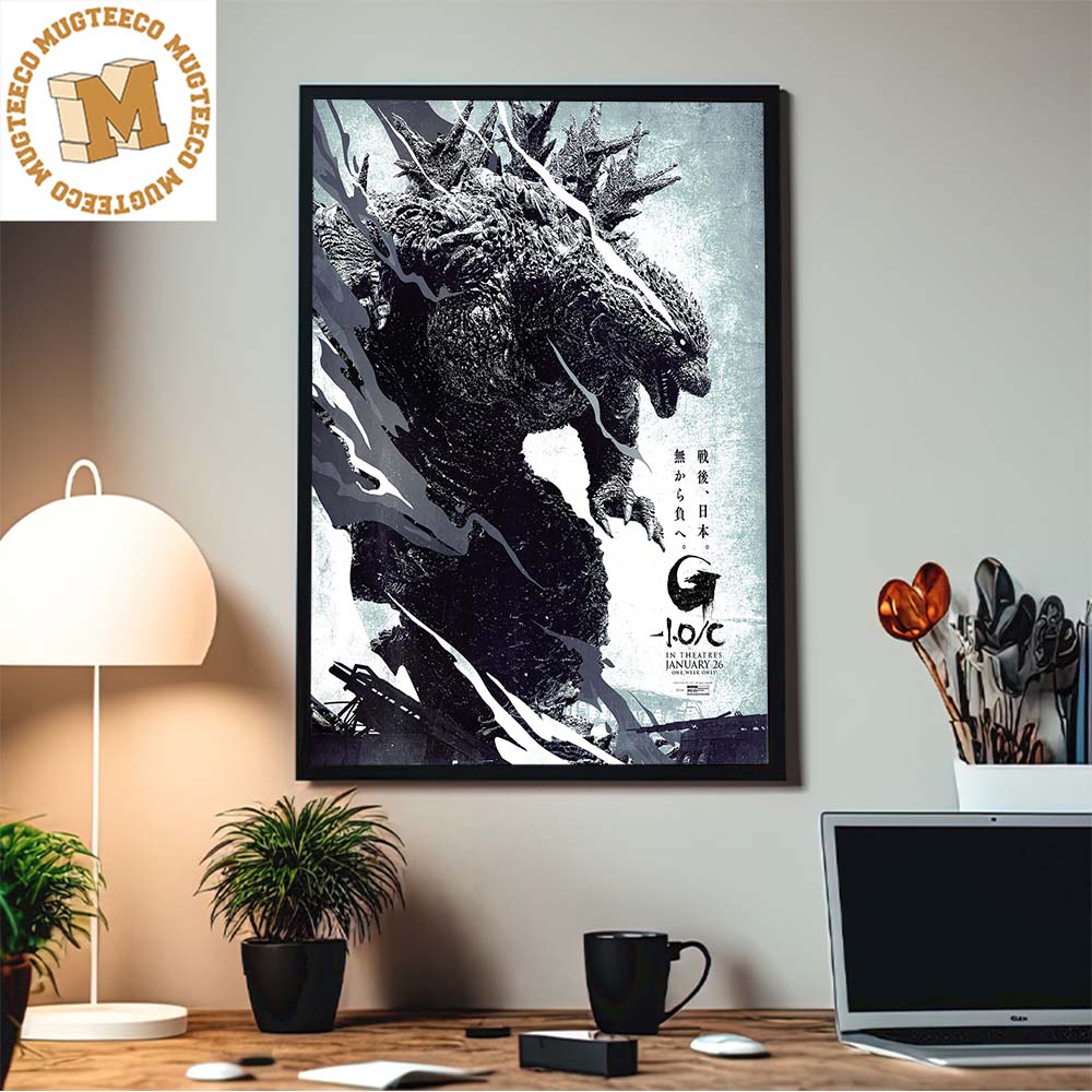 Godzilla Minus One Minus Color Black And White Version In Theatres January 26 To North America Home Decor Poster Canvas Godzilla Minus One Minus Color Black And White Version In Theatres January 26 To North America Home Decor Poster Canvas