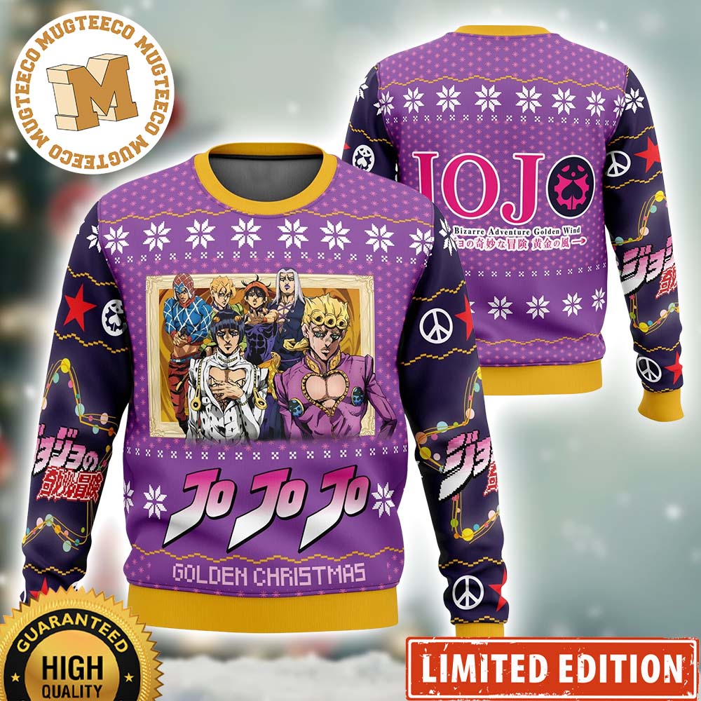 Golden Christmas Jojo Bizarre Adventure 2023 Xmas Gift Custom Name Ugly Christmas Sweater Golden Christmas Jojo Bizarre Adventure 2023 Xmas Gift Custom Name Ugly Christmas Sweater