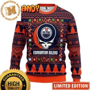 Grateful Dead Edmonton Oilers 2023 Xmas Gifts Holiday Ugly Christmas Sweater