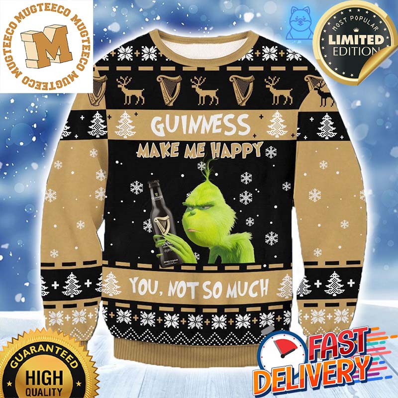 Grinch Guinness Make Me Happy You Not So Much Funny Ugly Christmas Sweater 2023 Holiday Gift For Beer Lovers Grinch Guinness Make Me Happy You Not So Much Funny Ugly Christmas Sweater 2023 Holiday Gift For Beer Lovers