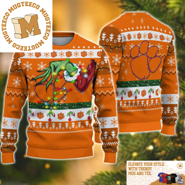 Grinch Stole Clemson Tigers NCAA Funny Xmas 2023 Gift For Holiday Ugly Christmas Sweater Grinch Stole Clemson Tigers NCAA Funny Xmas 2023 Gift For Holiday Ugly Christmas Sweater