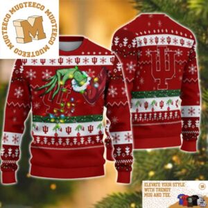 Grinch Stole Indiana Hoosiers NCAA Funny Xmas 2023 Gift For Holiday Ugly Christmas Sweater