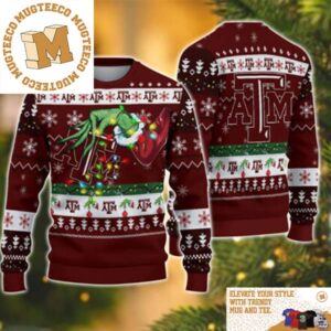 Grinch Stole Texas A&M Aggies NCAA Funny Xmas 2023 Gift For Holiday Ugly Christmas Sweater
