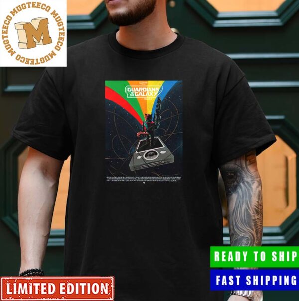 Guardians Of The Galaxy Vol 3 Rocket Racoon With The Player Rainbow by Salvador Anguiano Unisex T-Shirt Guardians Of The Galaxy Vol 3 Rocket Racoon With The Player Rainbow by Salvador Anguiano Unisex T-Shirt