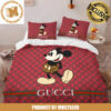 Gucci x Mickey Mouse Michael Jackson Style Signature Move In Red And Navy Monogram Background Bedding Set King Gucci x Mickey Mouse Michael Jackson Style Signature Move In Red And Navy Monogram Background Bedding Set King