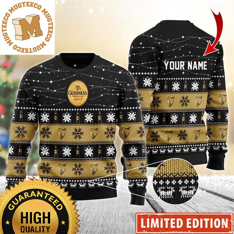 Guinness Beer Personalized Christmas Twinkle Lights Snowflakes Knitting Christmas Ugly Sweater Guinness Beer Personalized Christmas Twinkle Lights Snowflakes Knitting Christmas Ugly Sweater
