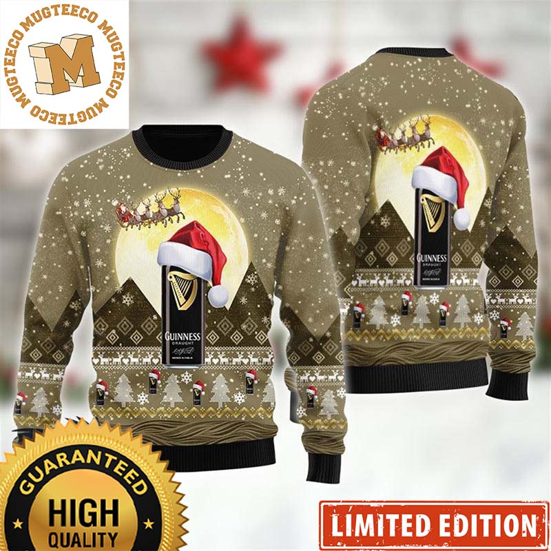 Guinness Beer Santa Claus Sleigh Knitting Christmas Ugly Sweater Guinness Beer Santa Claus Sleigh Knitting Christmas Ugly Sweater