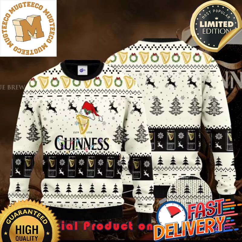 Guinness Beer Santa Hat Reindeer Ugly Christmas Sweater For Holiday 2023 Xmas Gifts Guinness Beer Santa Hat Reindeer Ugly Christmas Sweater For Holiday 2023 Xmas Gifts